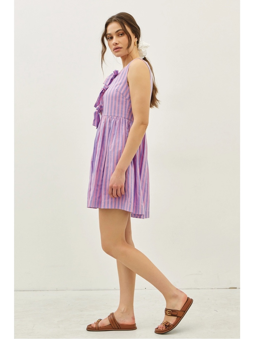 NWT Striped Mini Dress with Bow Detail - Picture 6 of 15